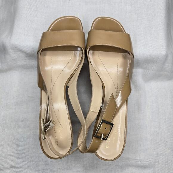 KATE SPADE Tan Slingback Open Toe 3in Heels - Picture 3 of 10